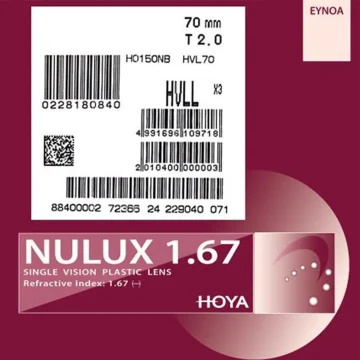 عدسی طبی هویا HOYA EYNOA NULUX ASPHERIC LONGLIFE1.67