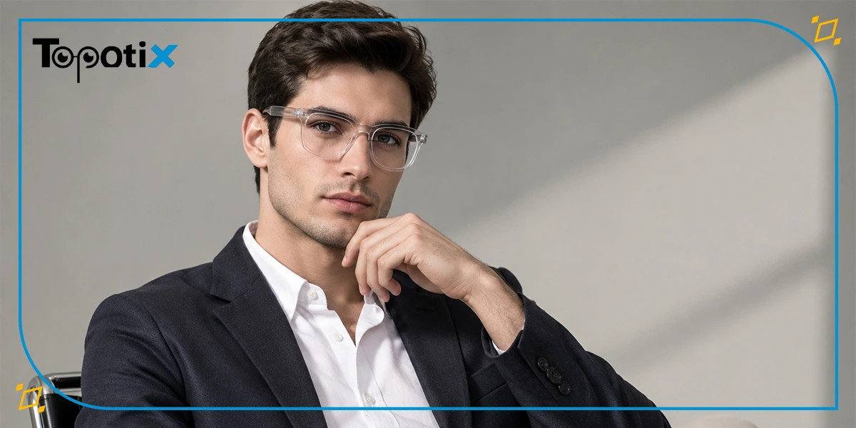 عینک طبی مردانه با فریم شفاف